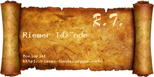 Riemer Tünde névjegykártya